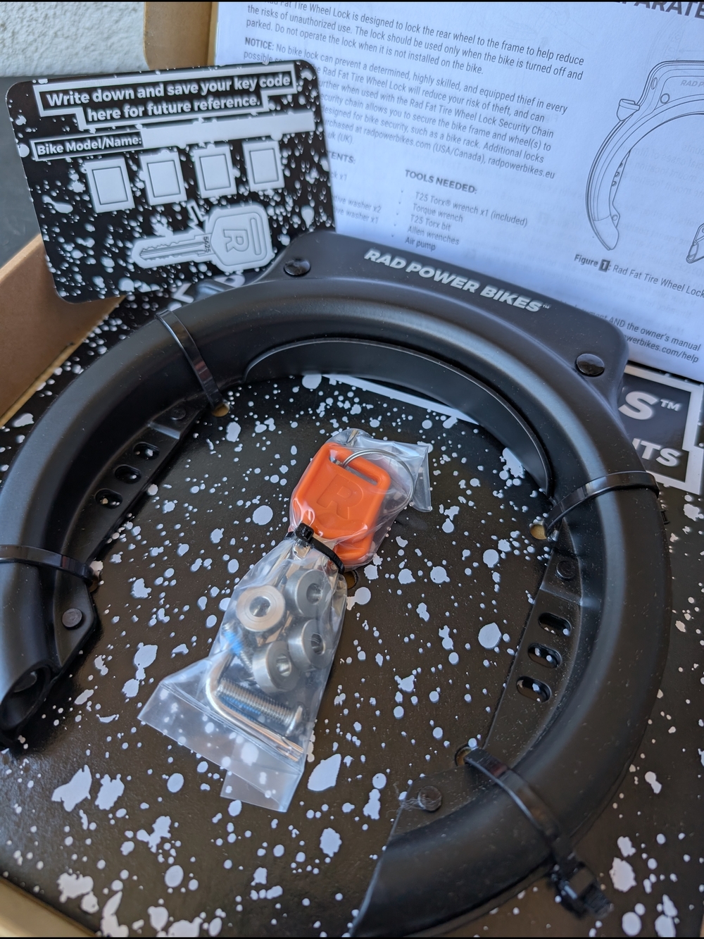 Brand New Rad Power Bikes Lock - Fat Tire Wheel Lock - Unused in Box